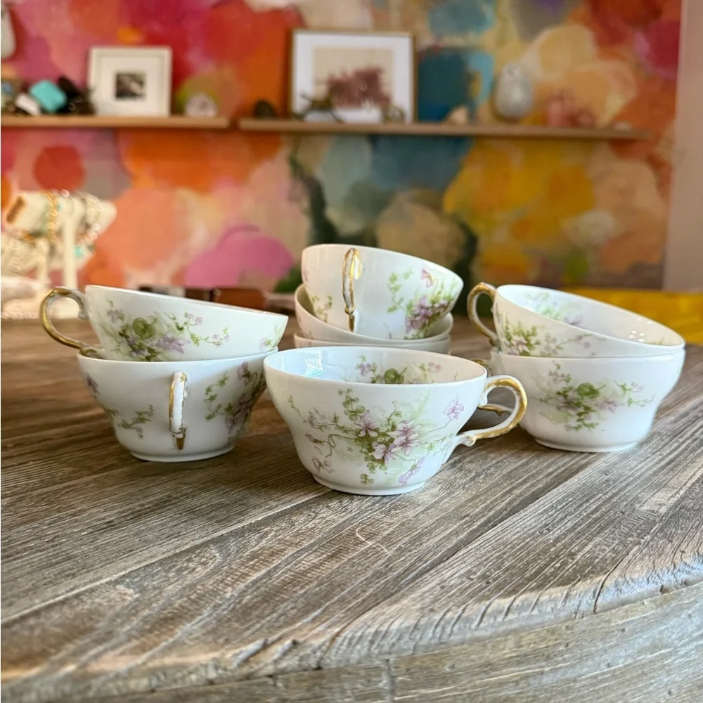 Limoges Violet and Gold Tea Cup